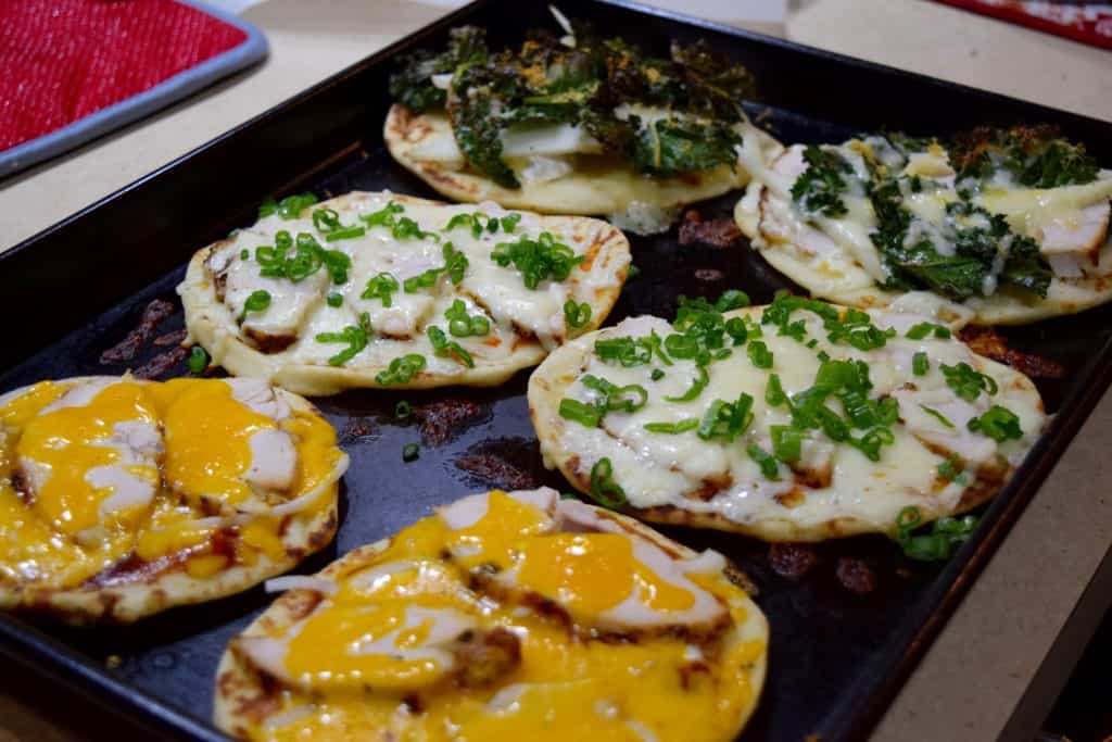 oven baked turkey naan flatbreads.