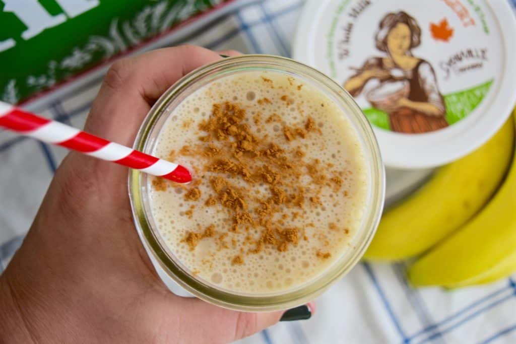 This French toast smoothie is absolutely delicious and super easy to make! We used milk and yogurt from a local farm in Columbus called Snowville Creamery. 