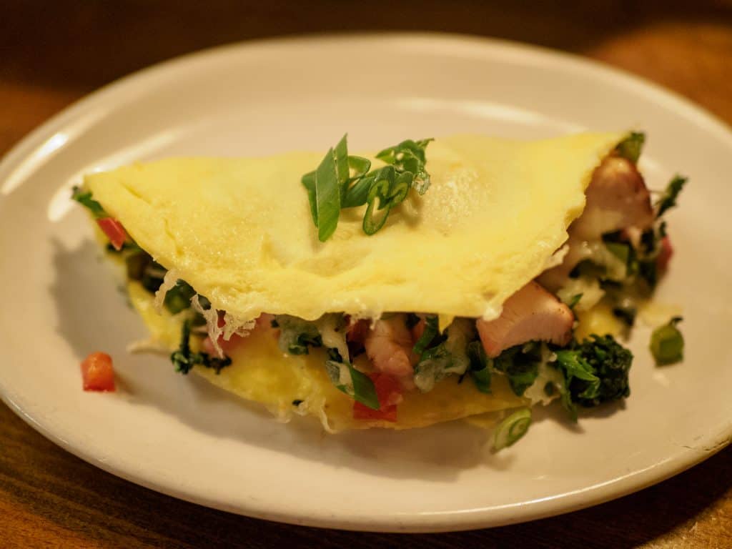 Omelet during Sunday brunch at The barn at rocky fork creek restaurant in Gahanna, Ohio.