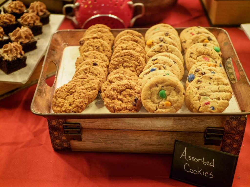 Assorted cookies on a platter at the Barn restaurant during brunch.
