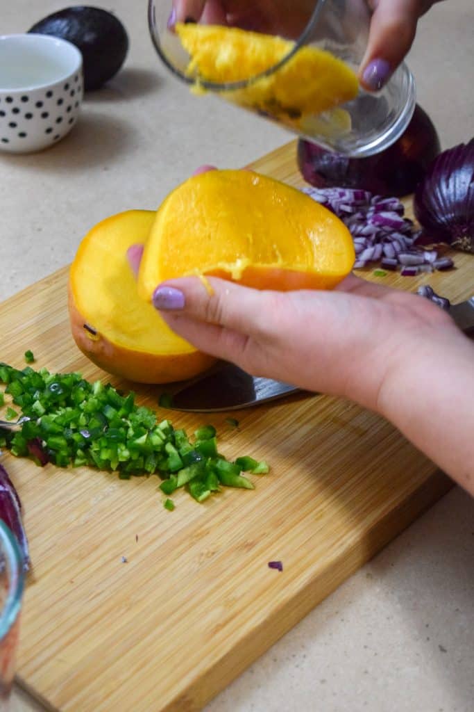 Fresh Mango and Avocado Salsa with Cheese Quesadillas