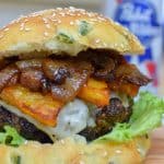 The most wonderfully tasty burger with a homemade jalapeño bun, roasted pineapple and caramelized onions. This burger is perfect for grilling season, spicy and sweet and delicious!
