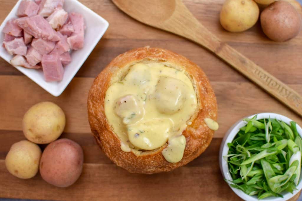 Loaded Baked Potato Soup with Frick's Ham