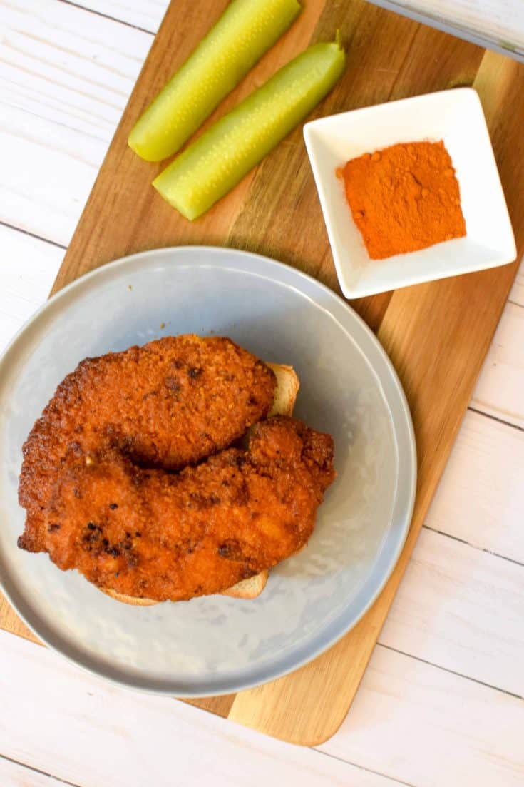 This Nashville Hot chicken is made in the air fryer and is absolutely delicious! It's just a few ingredients and made in less than 30 minutes. This is definitely the best air fryer Nashville Hot chicken around town!