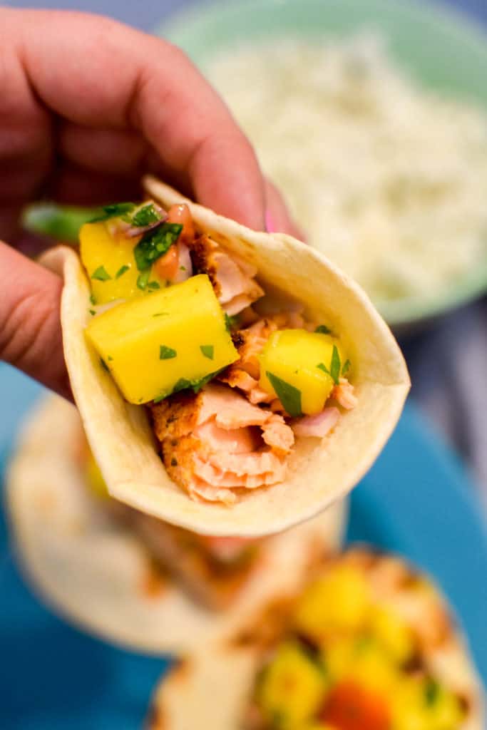 Blackened Salmon Tacos with Mango Salsa-19