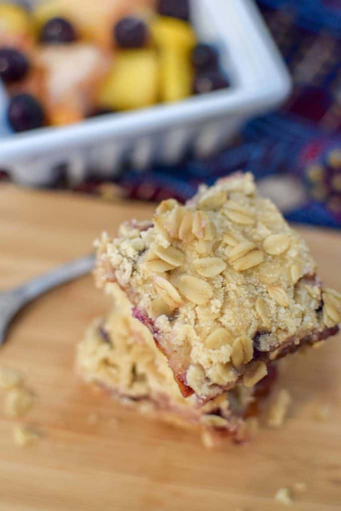 Blueberry Peach Oatmeal Bars, Buttery, Crumbly, Easy Oatmeal Crumb Bars