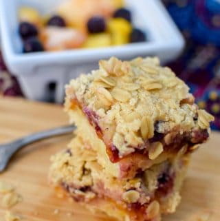 Blueberry Peach Oatmeal Bars, Buttery, Crumbly, Easy Oatmeal Crumb Bars