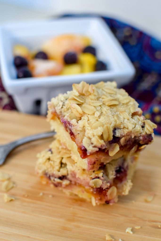 Blueberry Peach Oatmeal Bars, Buttery, Crumbly, Easy Oatmeal Crumb Bars