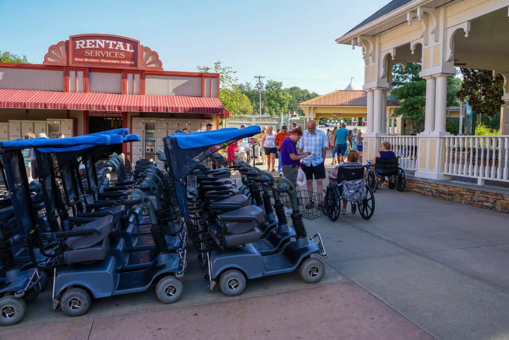 Electric wheelchairs available to rent at Dollywood.