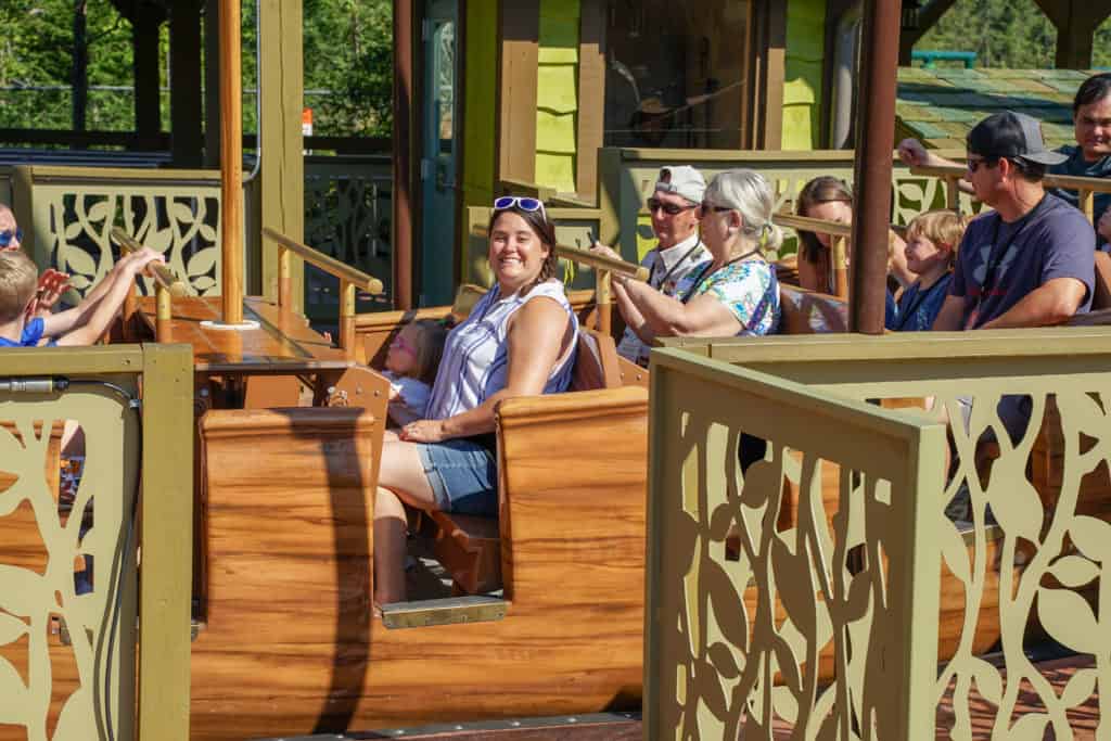 Mother and daughter ride pirate ship at Dollywood.