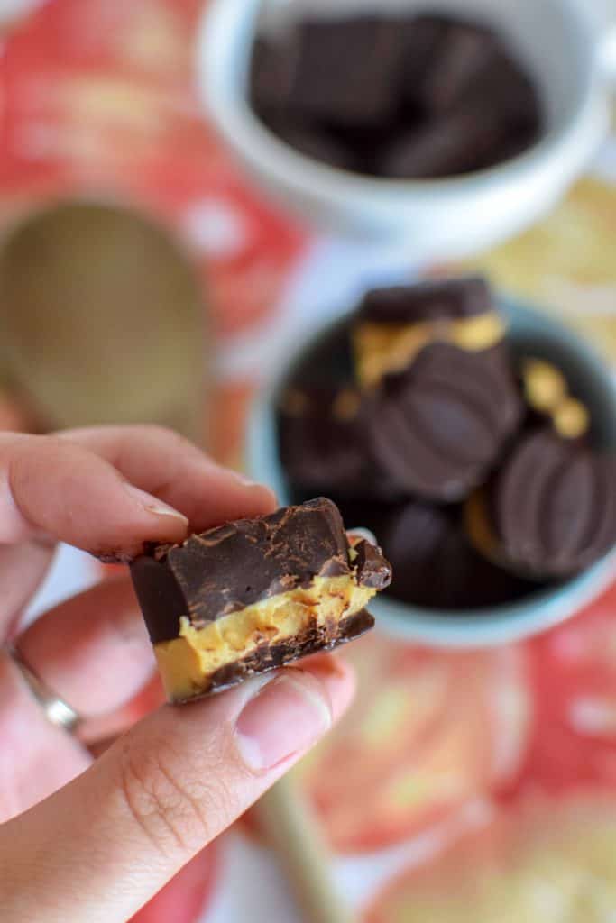 Pumpkin (Shaped) Peanut Butter Chocolate Cups | Easy Candy for #Choctoberfest