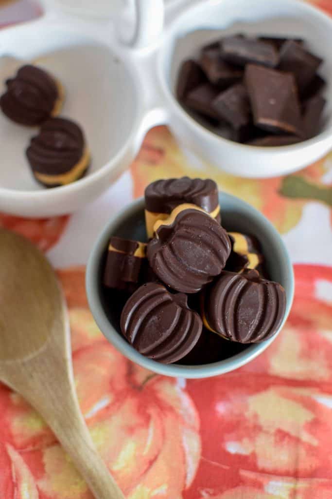 Pumpkin (Shaped) Peanut Butter Chocolate Cups | Easy Candy for #Choctoberfest