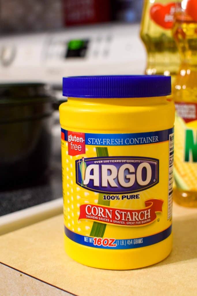 Argo Corn Starch in plastic container.