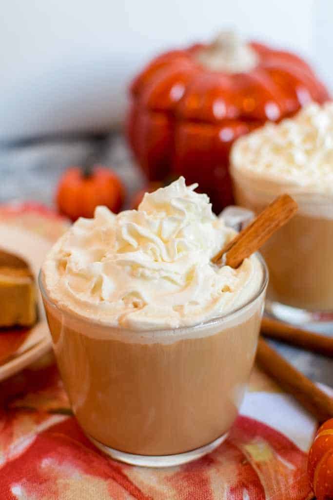 The best homemade pumpkin spice latte made extra delicious with a bit of spiced rum. Whip it up in just 5 minutes! 