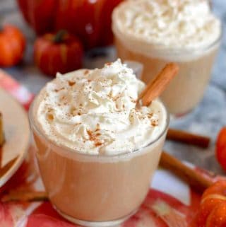 The best homemade pumpkin spice latte made extra delicious with a bit of spiced rum. Whip it up in just 5 minutes!