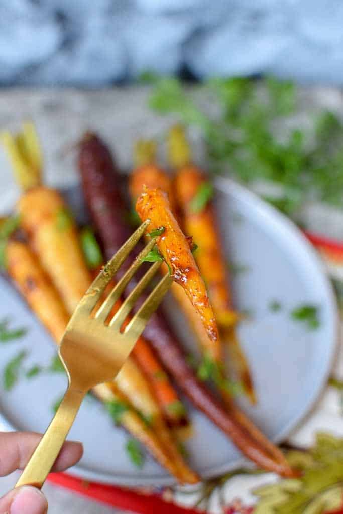 These harissa honey glazed carrots are delightfully easy to make and will make your holiday platter very instagrammable. 