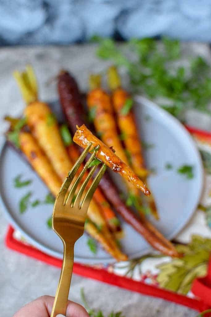 These harissa honey glazed carrots are delightfully easy to make and will make your holiday platter very instagrammable. 