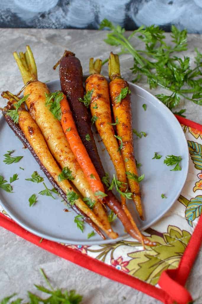 These harissa honey glazed carrots are delightfully easy to make and will make your holiday platter very instagrammable. 