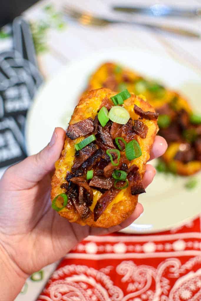 These Hash Brown Potato Skins are the perfect Super Bowl recipe!