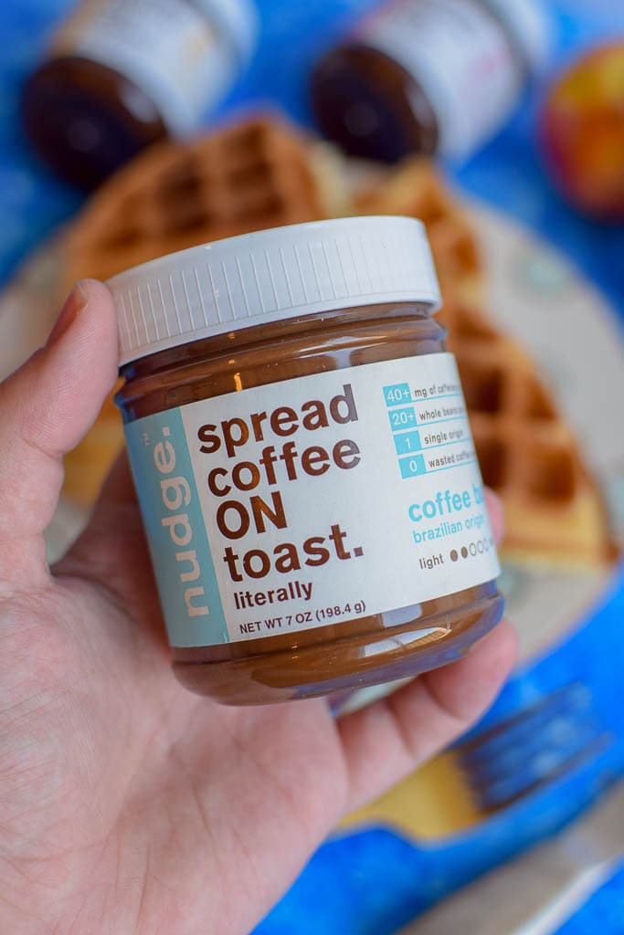 Eat Nudge makes the best coffee butter you can buy! This no waste item has 40mg of caffeine per serving and is quite delicious on fresh waffles. 