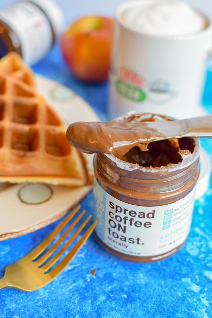 Eat Nudge makes the best coffee butter you can buy! This no waste item has 40mg of caffeine per serving and is quite delicious on fresh waffles. 