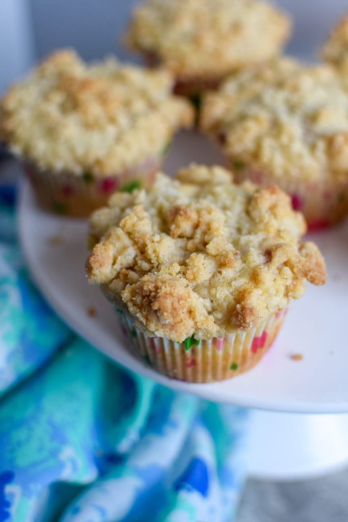 These white chocolate raspberry crumb muffins have the perfect ratio of sweetness to make them an amazing breakfast treat or an after meal dessert!