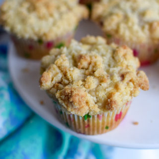 These white chocolate raspberry crumb muffins have the perfect ratio of sweetness to make them an amazing breakfast treat or an after meal dessert!