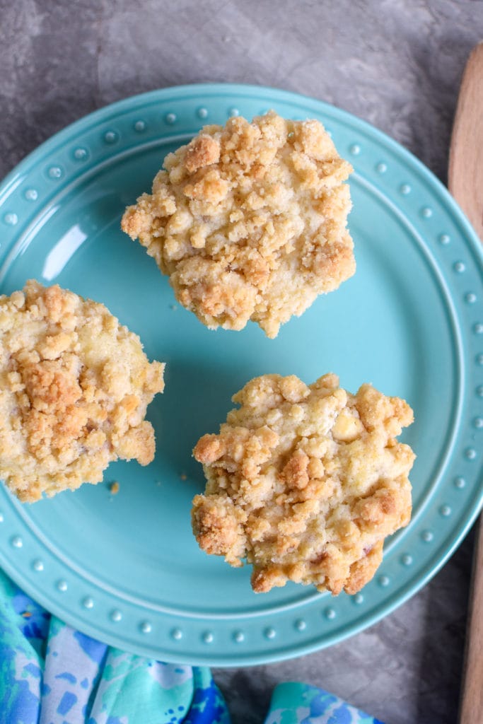 These white chocolate raspberry crumb muffins have the perfect ratio of sweetness to make them an amazing breakfast treat or an after meal dessert!