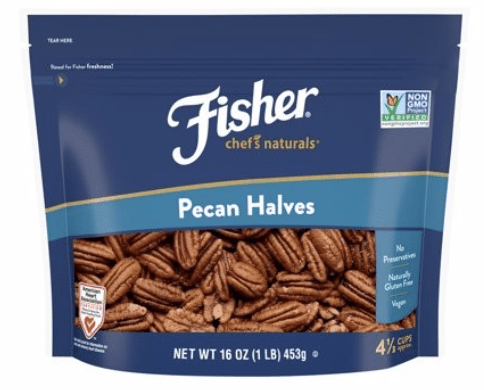 FISHER Chef's Naturals Pecan Halves, 16 oz, Naturally Gluten Free, No Preservatives, Non-GMO
