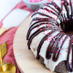 This moist, flavorful, and rich chocolate bundt cake is an absolute favorite. It's chocolatey and delicious on the inside then topped with a beautiful vanilla glaze and chocolate ganache! Finish off with some pink and white sprinkles for a Valentine's Day dessert to please your partner.