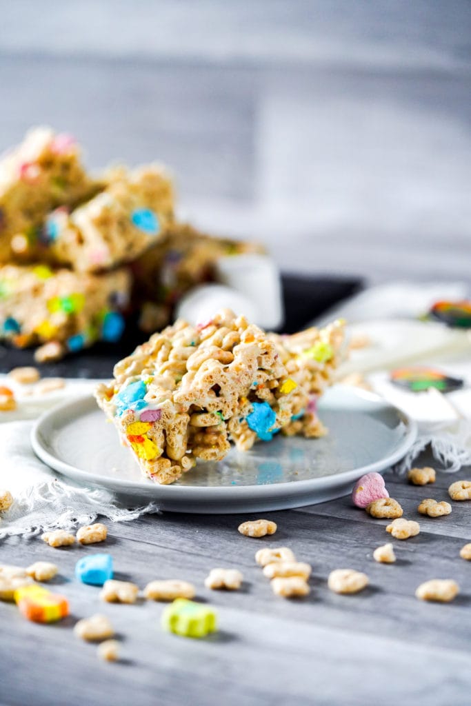 Close up of lucky charms bars recipe.