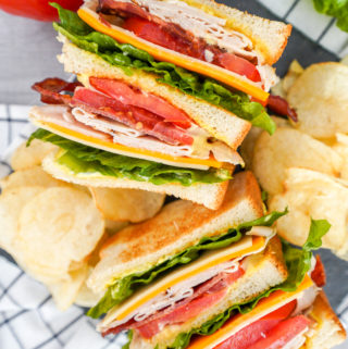 A club sandwich is one of my favorite lunch time sandwiches! While the traditional version is delicious, here is a recipe for the best pork free club sandwich. It's super easy to make and super delicious.
