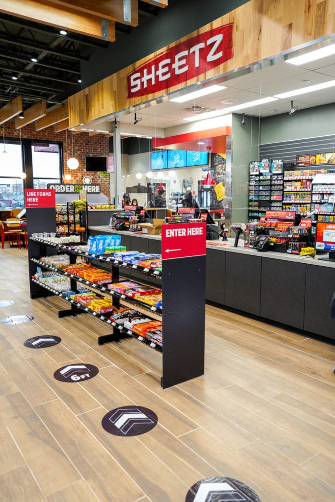 Counter and candy selection in Sheetz gas station.