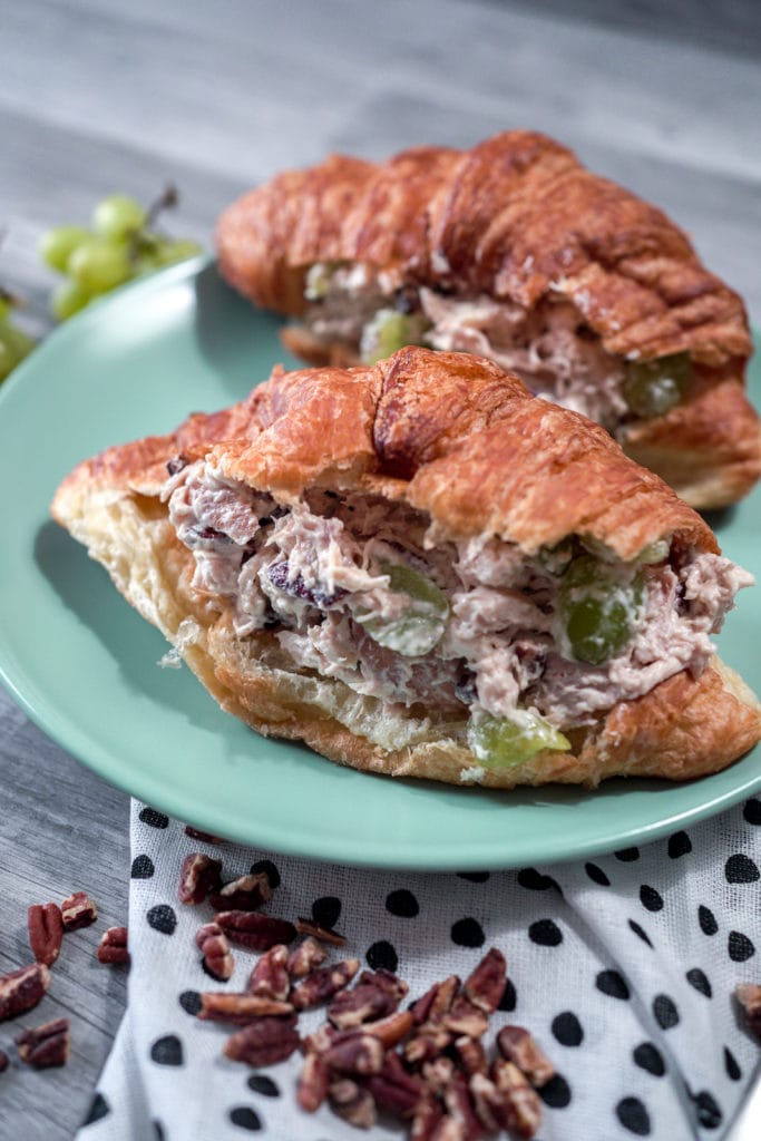 chicken salad on a fresh croissant.