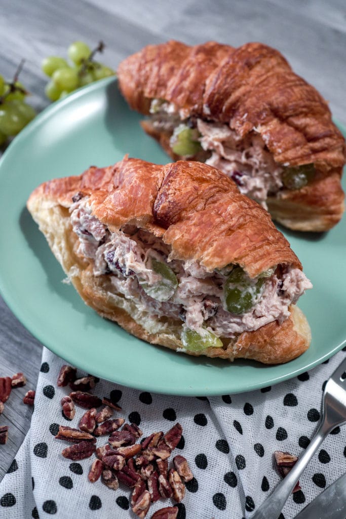 chicken salad on a fresh croissant.