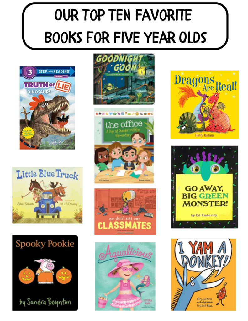 Graphic of our top ten kids books for five year olds.