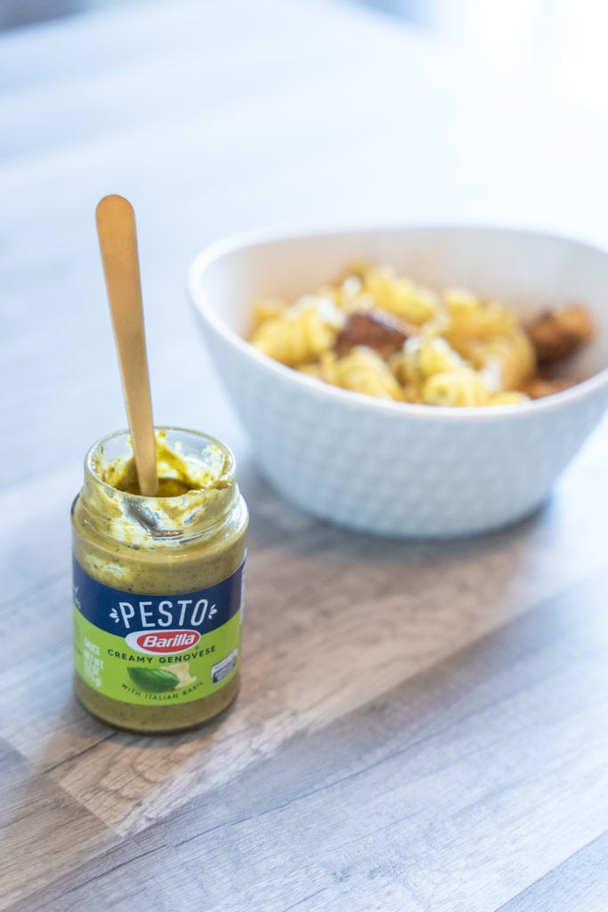 Pesto Genovese in jar made by Barilla.