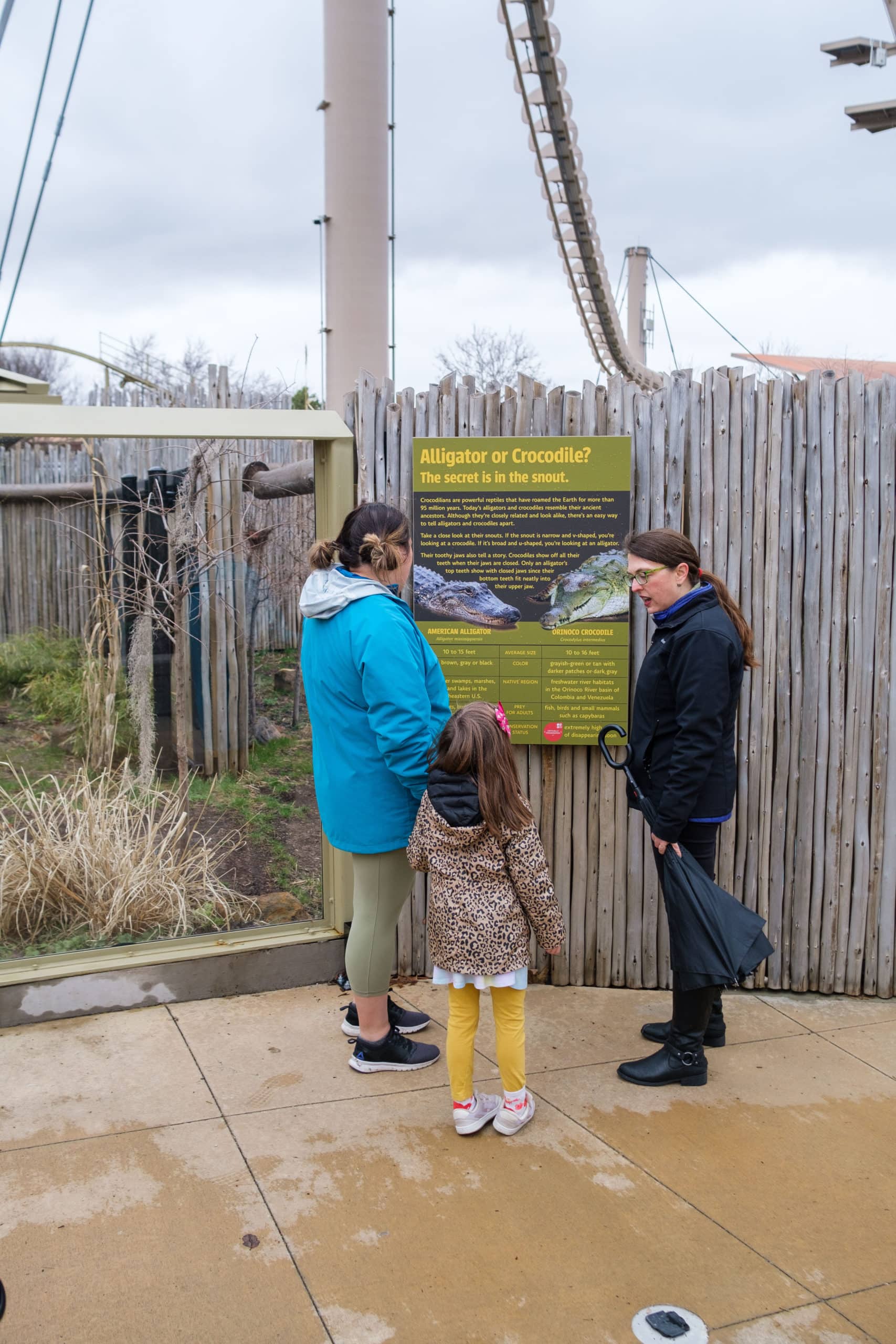 Family taking tour inside the Indianapolis Zoo.
