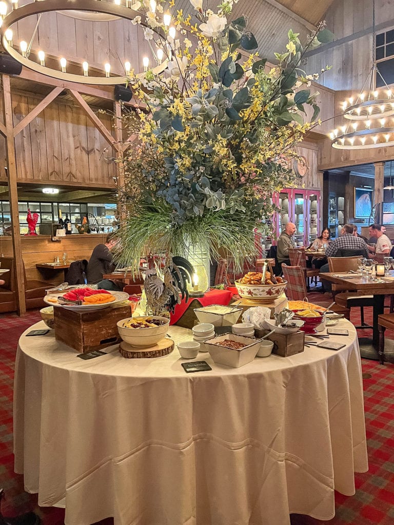 Buffet Table filled with food at The Barn at Rocky Fork Creek in Gahanna, Oh.