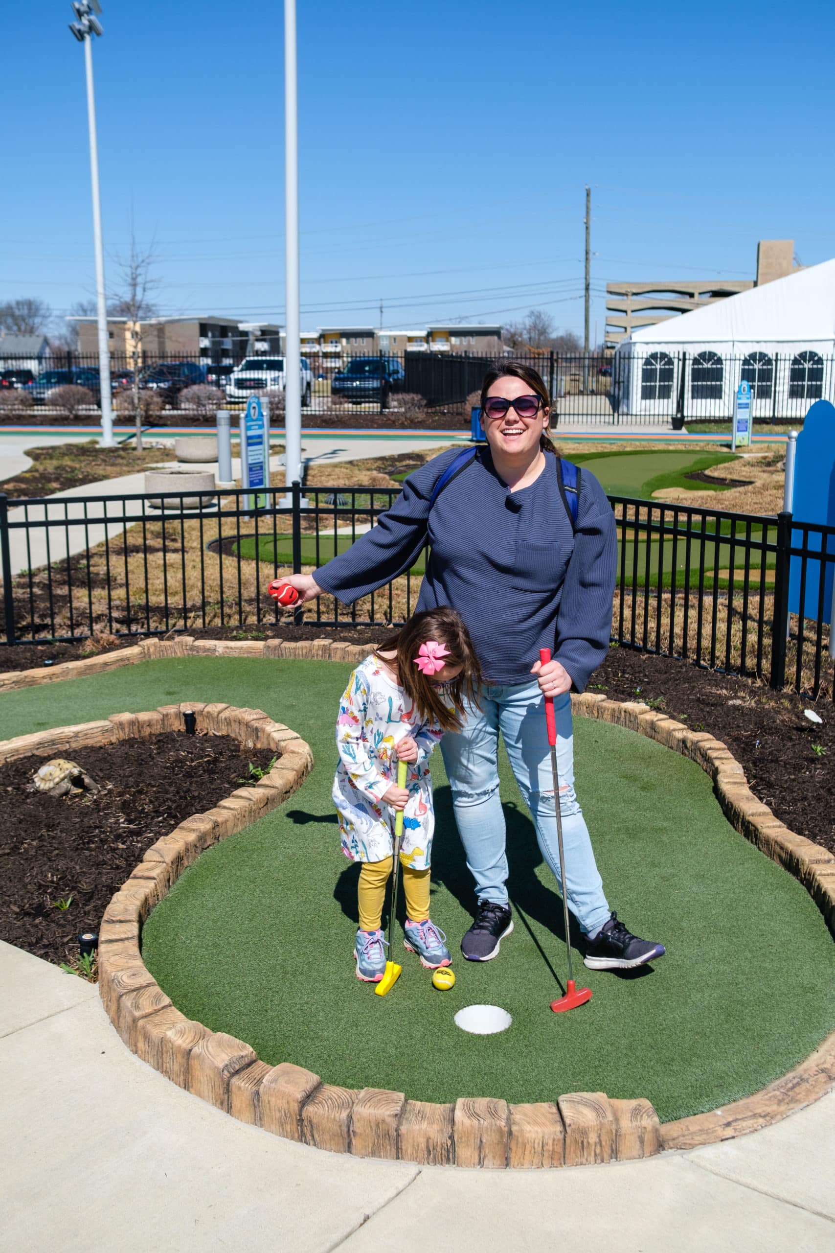 Outdoor mini golf at the Children's Museum Of Indianapolis.