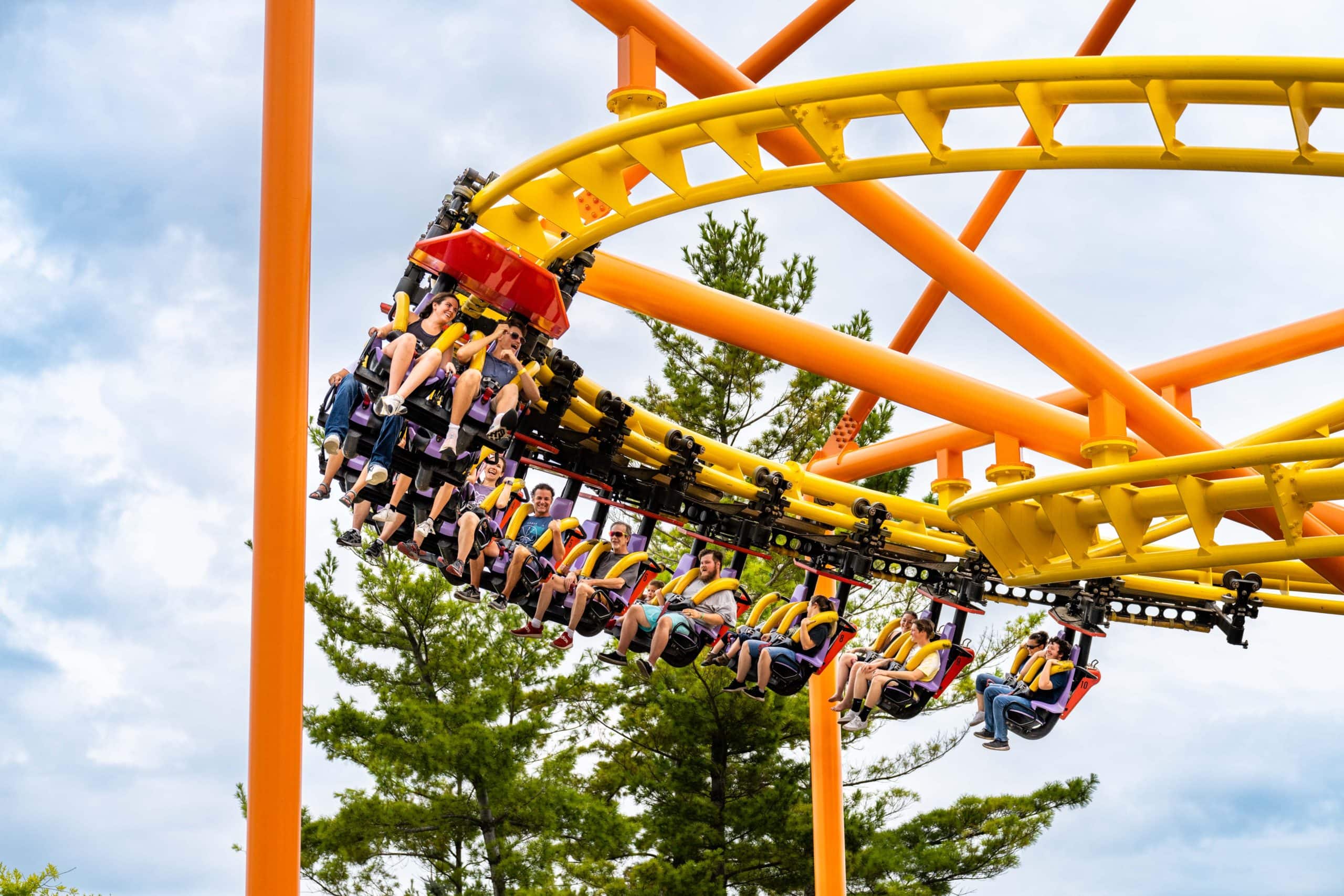 Kids roller coaster at kings island amusement park owned by cedar fair in Mason, OH.