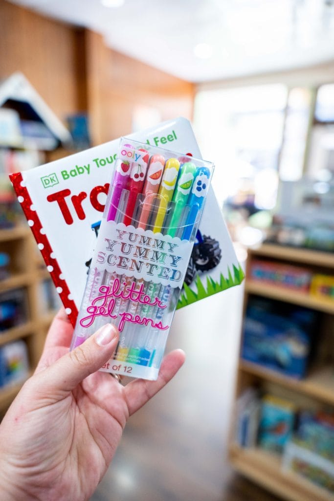 Jelly pens at children's bookstore at Beanbag bookstore in Delaware ohio. 