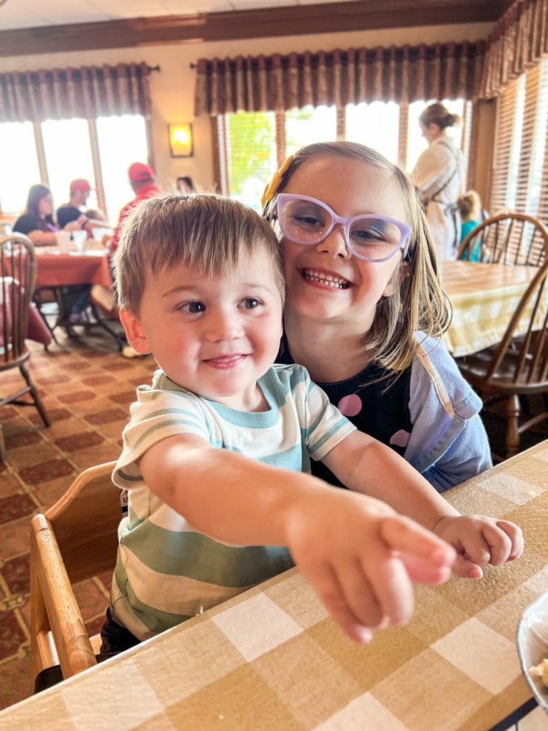 Cute kids at Der Dutchman in Plain City Ohio.